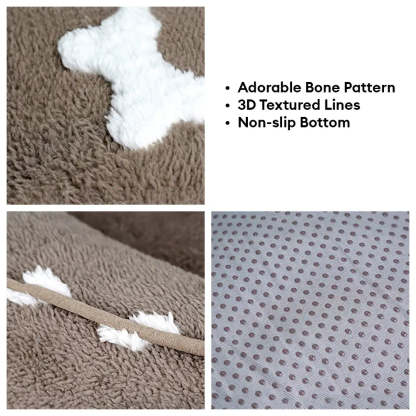 Plush Bone Pattern Square Deep Sleep Dog Bed