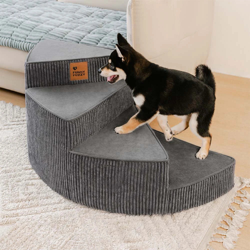Cosy Corduroy Joint-Friendly Removable Spiral Pet Steps - CreamyStep