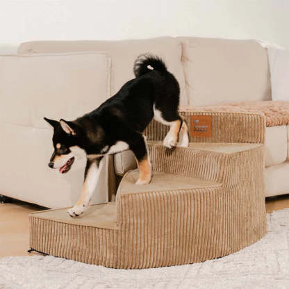 Cosy Corduroy Joint-Friendly Removable Spiral Pet Steps - CreamyStep