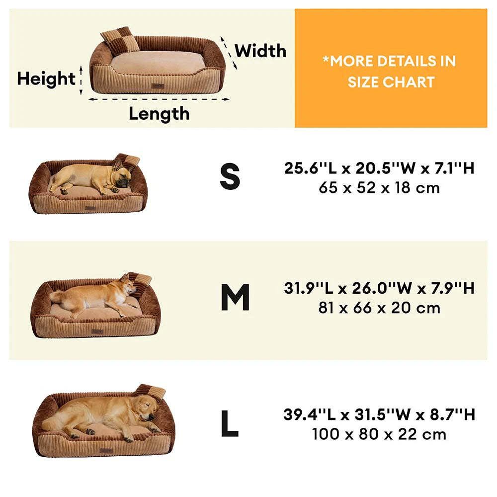 Vintage Colour-Block Flannel Removable Bolster Dog Bed with Pillow– CosyRest