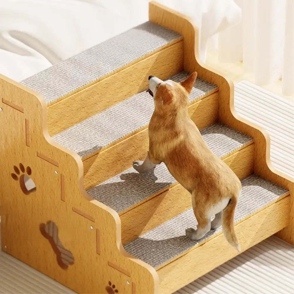 Safe Sturdy Wood Non-Slip Dog Ramp Steps