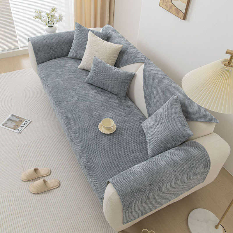 Delicate Waffle Chenille Fabric Furniture Protector Sofa Cover