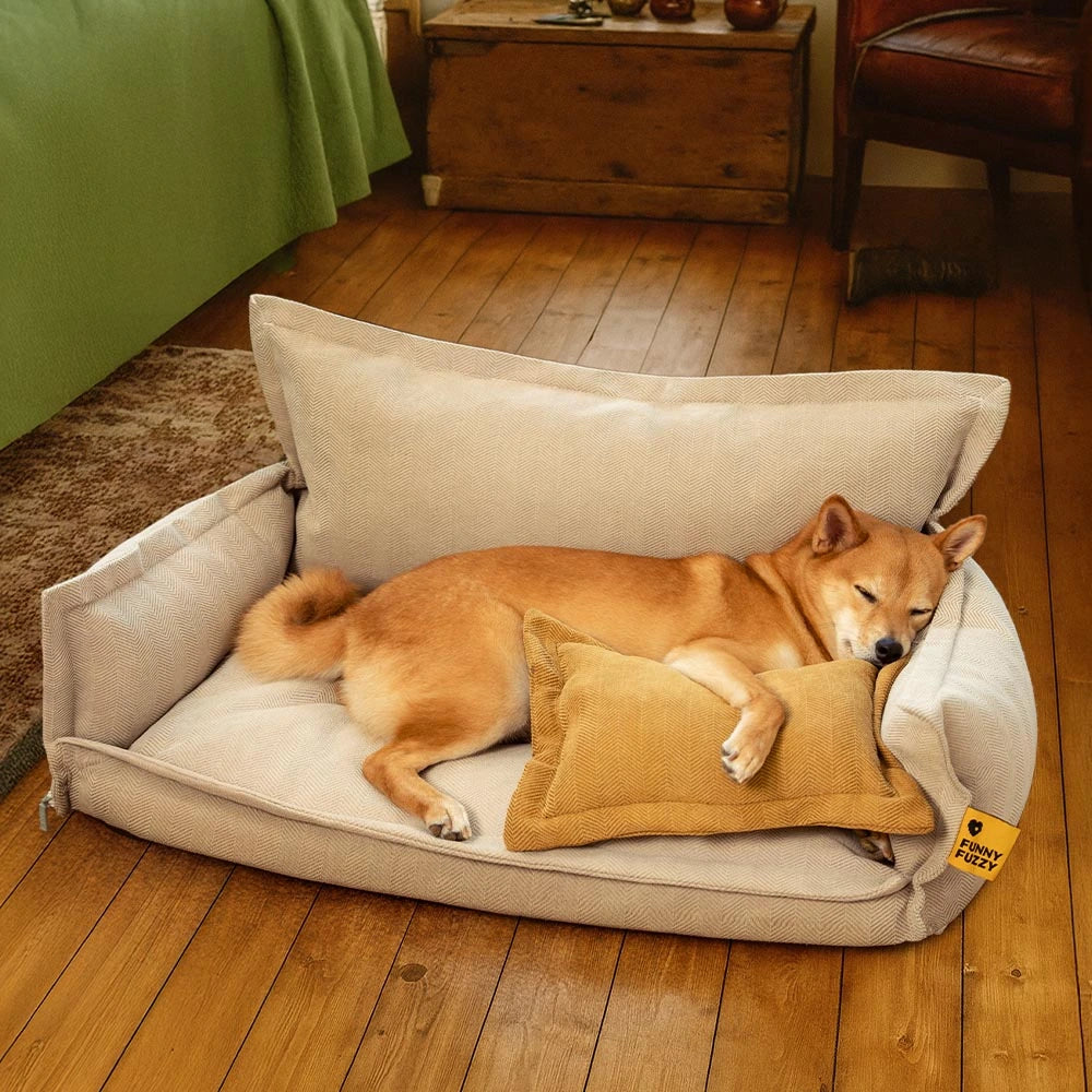 All-Season Chenille Dual-layer Removable Sponge Orthopaedic Dog Bed With Pillow