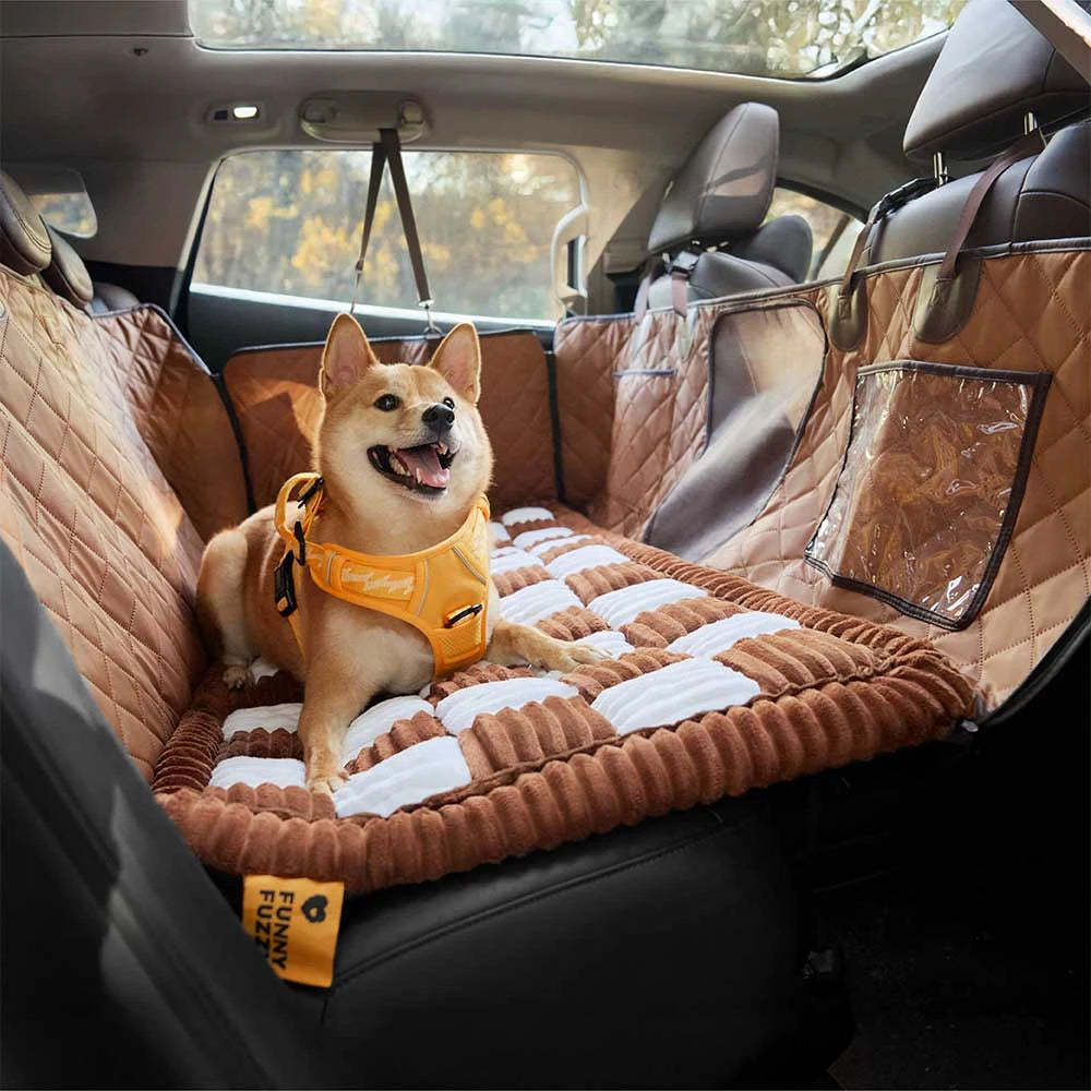 Cosy Plaid Non-Slip Dog Bed Mat for Car Seat Extender