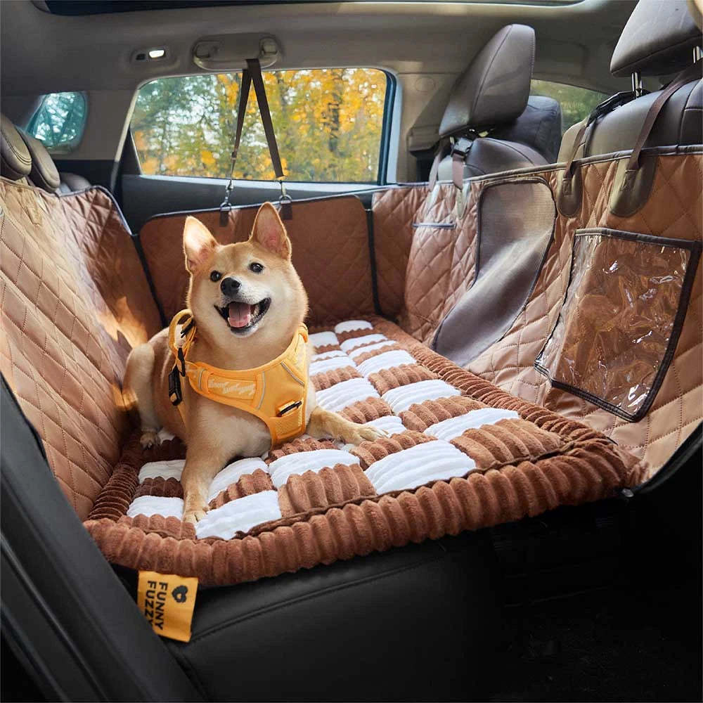Cosy Plaid Non-Slip Dog Bed Mat for Car Seat Extender