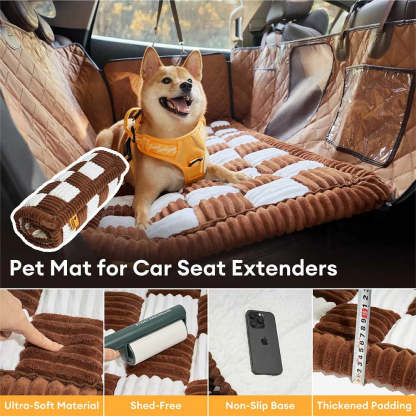 Cosy Plaid Non-Slip Dog Bed Mat for Car Seat Extender