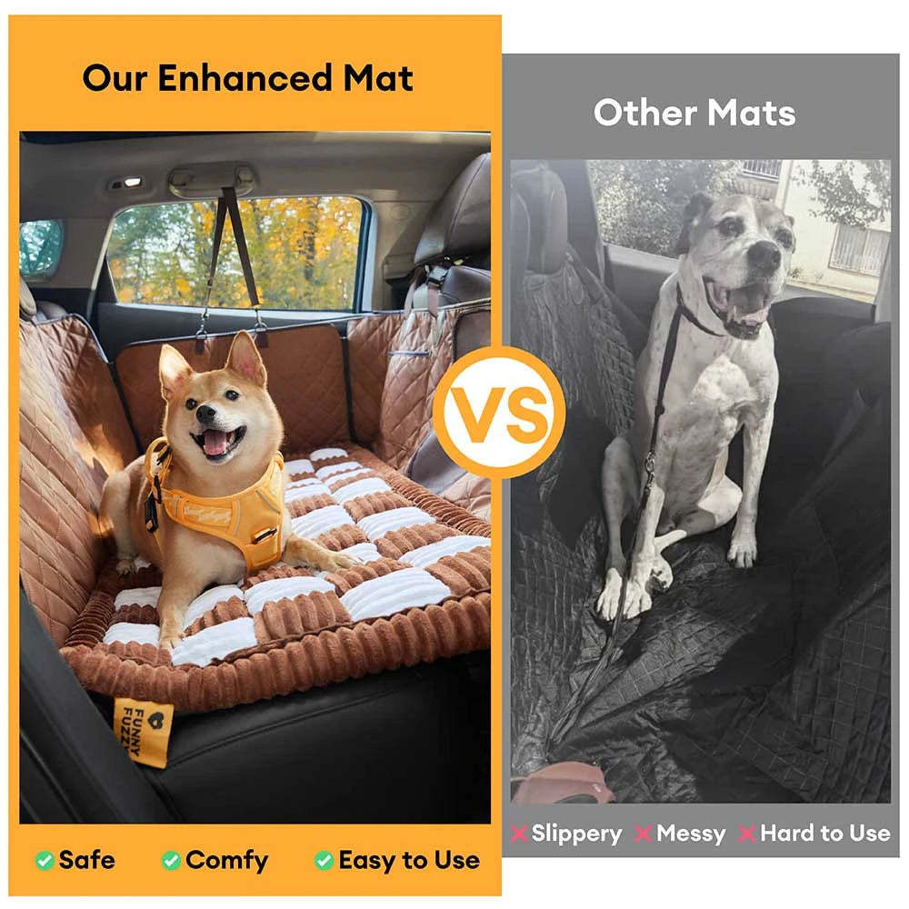 Cosy Plaid Non-Slip Dog Bed Mat for Car Seat Extender