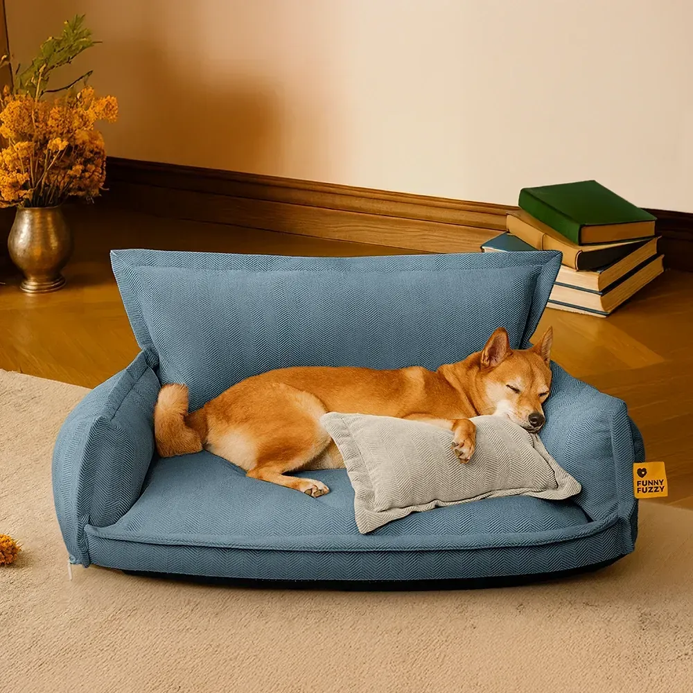 All-Season Chenille Dual-layer Removable Sponge Orthopaedic Dog Bed With Pillow