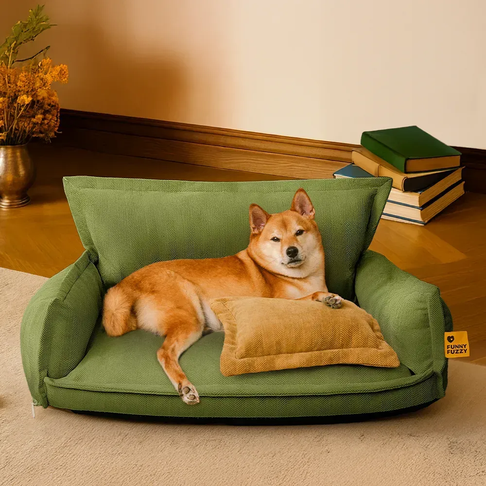 All-Season Chenille Dual-layer Removable Sponge Orthopaedic Dog Bed With Pillow