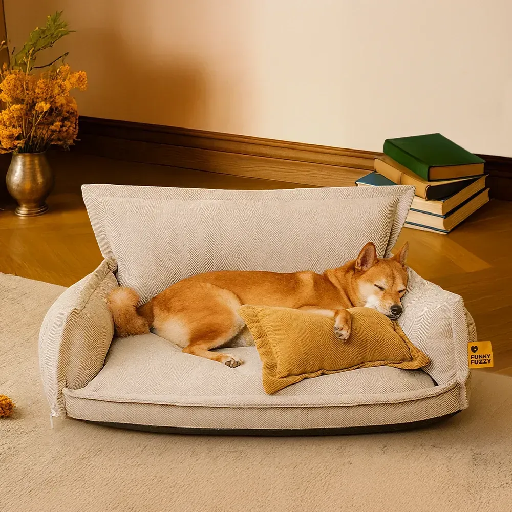 All-Season Chenille Dual-layer Removable Sponge Orthopaedic Dog Bed With Pillow