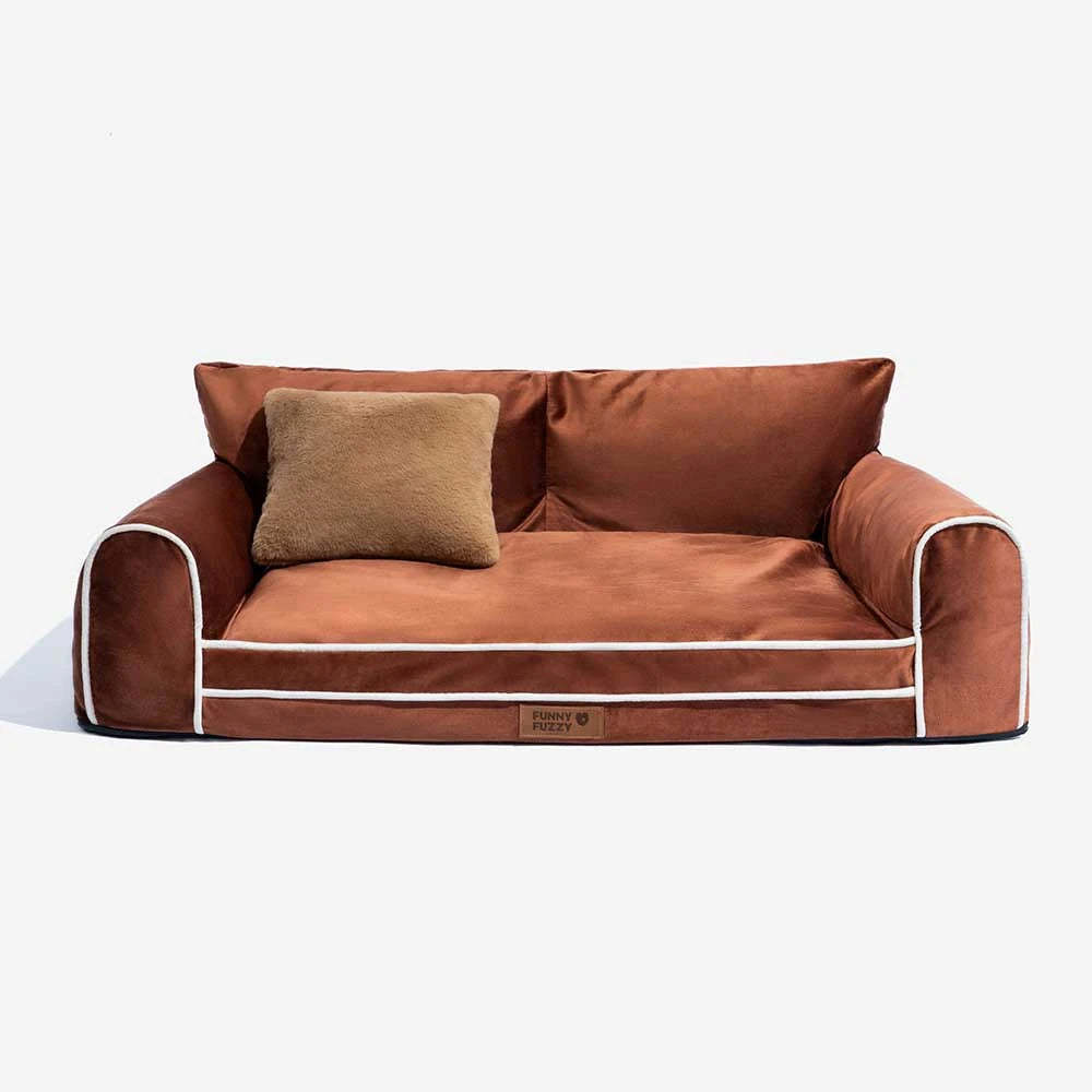 Deluxe Silk Velvet Removable Bolster Orthopaedic Dog Bed With Pillow - RegalRest