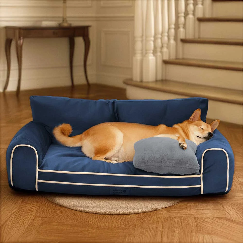 Deluxe Silk Velvet Removable Bolster Orthopaedic Dog Bed With Pillow - RegalRest