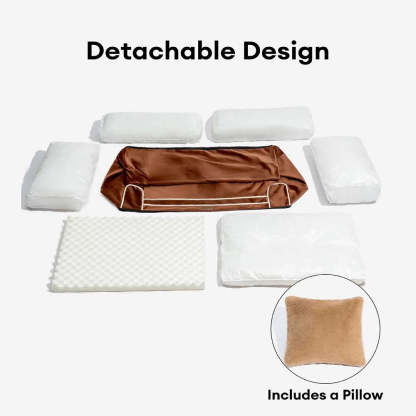 Deluxe Silk Velvet Removable Bolster Orthopaedic Dog Bed With Pillow - RegalRest