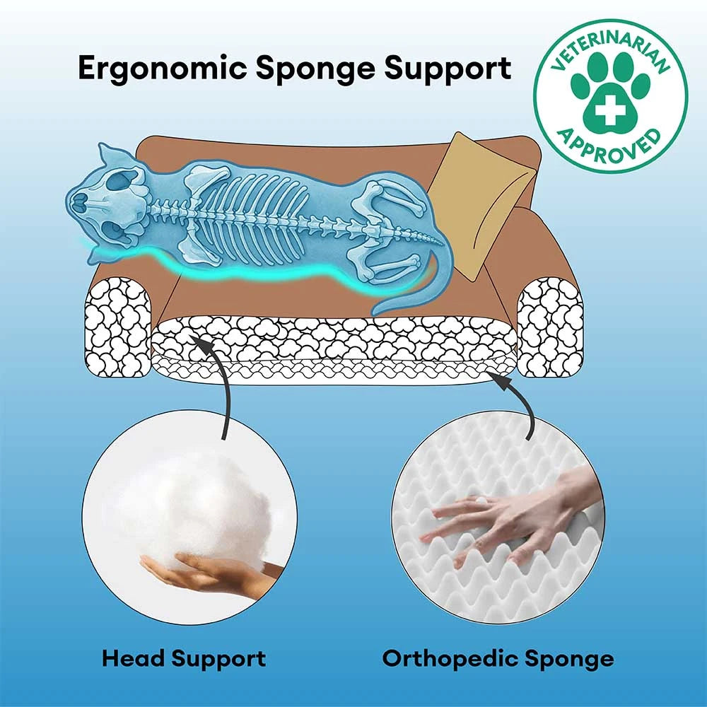 Deluxe Silk Velvet Removable Bolster Orthopaedic Dog Bed With Pillow - RegalRest