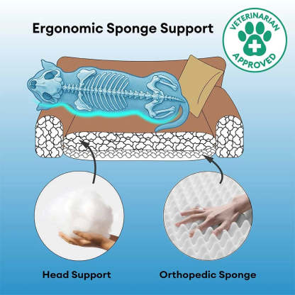 Deluxe Silk Velvet Removable Bolster Orthopaedic Dog Bed With Pillow - RegalRest