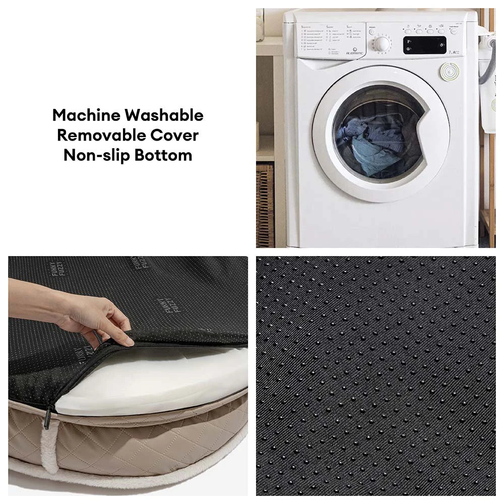 Deluxe Faux Leather & Plush Removable Orthopaedic Donut Dog Bed - WarmNest