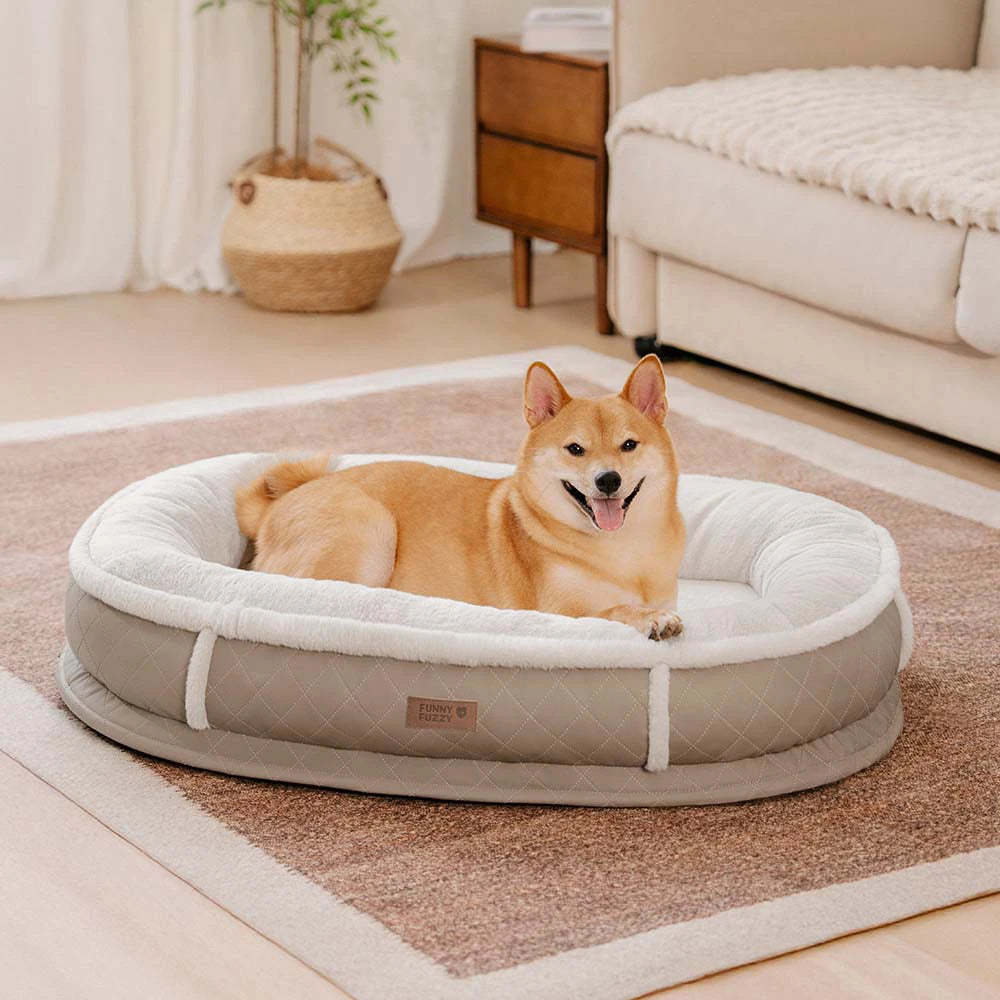 Deluxe Faux Leather & Plush Removable Orthopaedic Donut Dog Bed - WarmNest