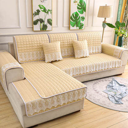 Luxury Quilted Lace Embroidery Non-Slip Sofa Cover