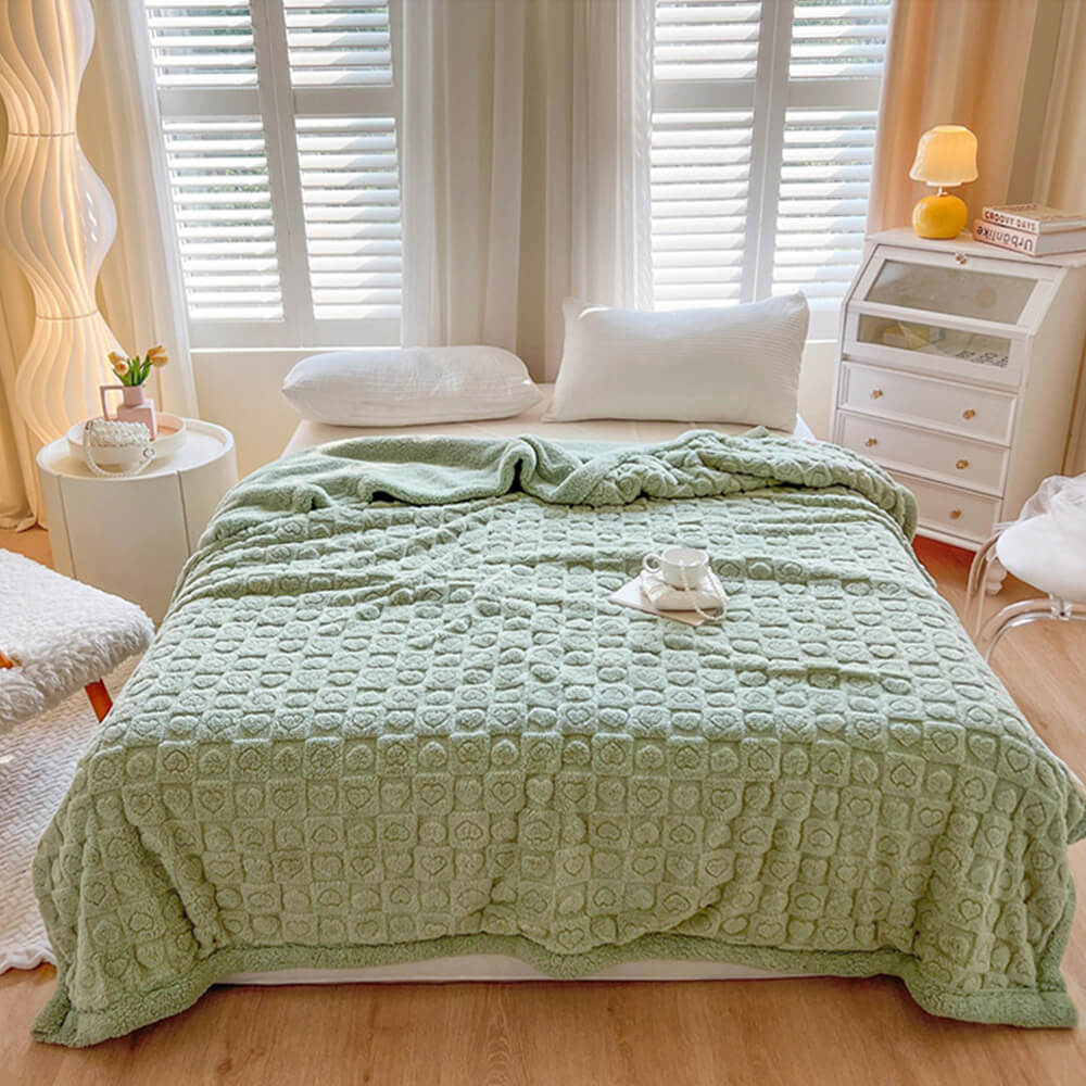 Heart Texture Sherpa Double Layer Blanket FunnyFuzzy