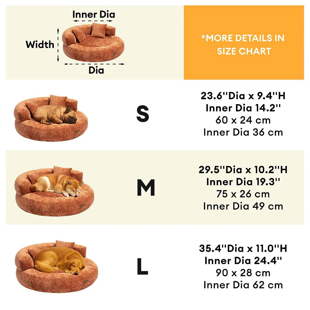 Luxe Diamond Velvet Removable Orthopaedic Donut Dog Bed With Pillow - DreamNest