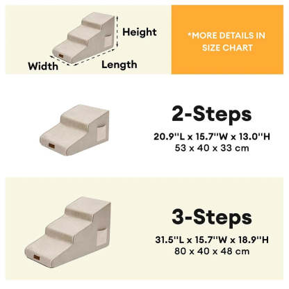 Chenille Extra Wide Non-Slip Removable Sponge Pet Steps - SafeRamp
