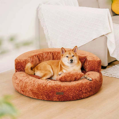 Luxe Diamond Velvet Removable Orthopaedic Donut Dog Bed With Pillow - DreamNest