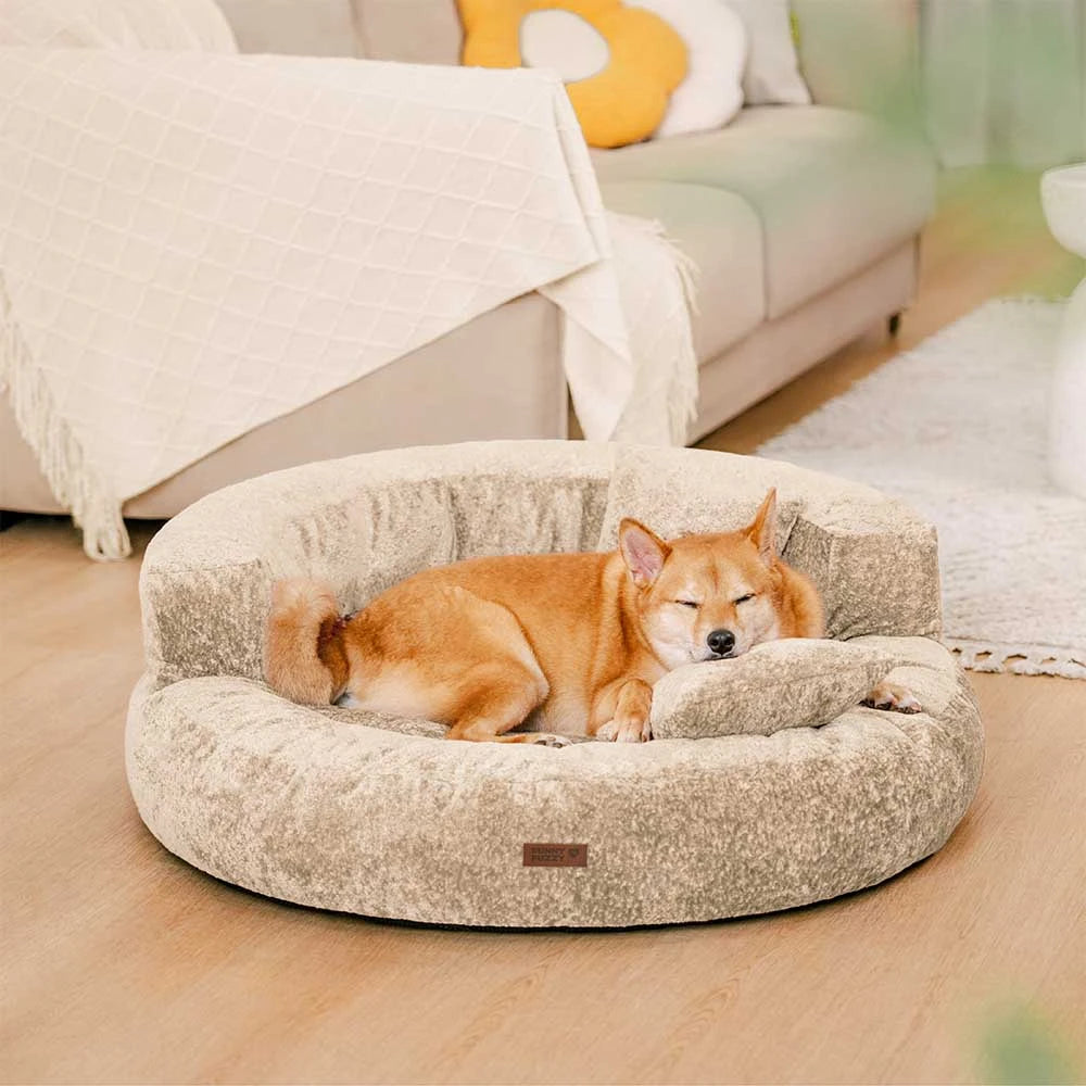 Luxe Diamond Velvet Removable Orthopaedic Donut Dog Bed With Pillow - DreamNest