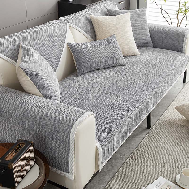 Simple Striped Chenille Anti-scratch Sofa Cover