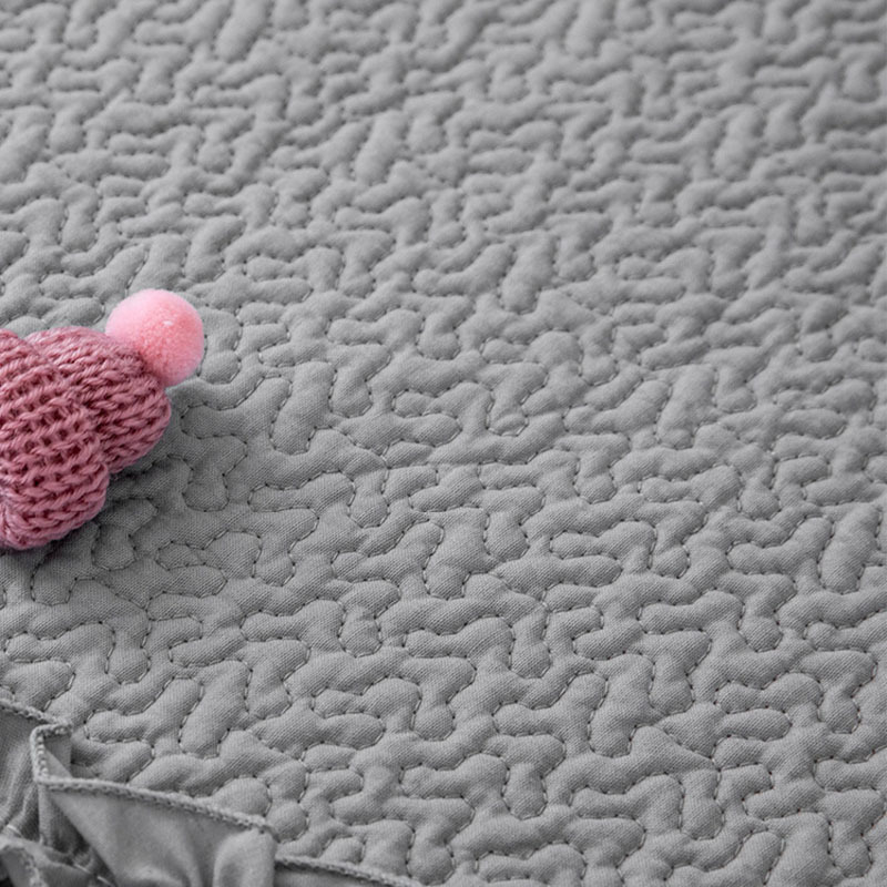 Light Colour Cotton Lace Trim Sofa Cover with Knitted Hat