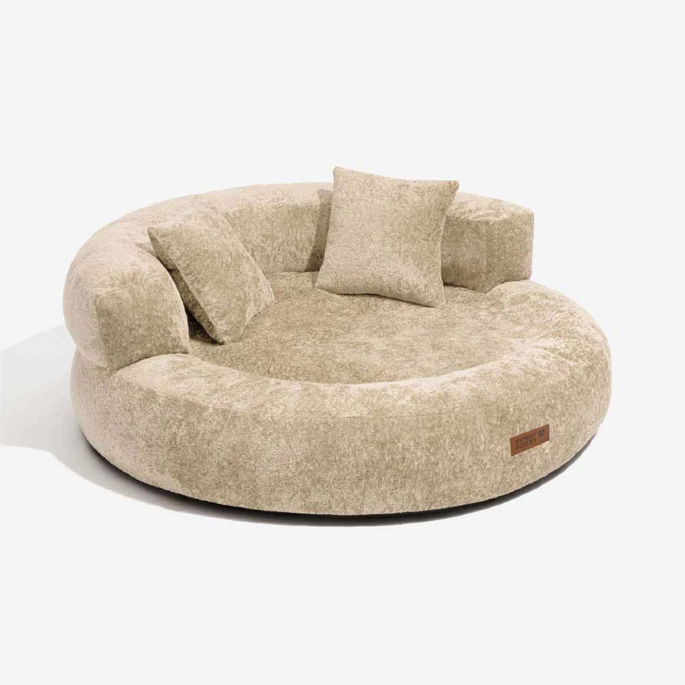 Luxe Diamond Velvet Removable Orthopaedic Donut Dog Bed With Pillow - DreamNest