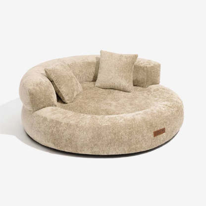 Luxe Diamond Velvet Removable Orthopaedic Donut Dog Bed With Pillow - DreamNest