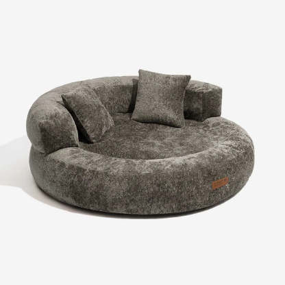 Luxe Diamond Velvet Removable Orthopaedic Donut Dog Bed With Pillow - DreamNest