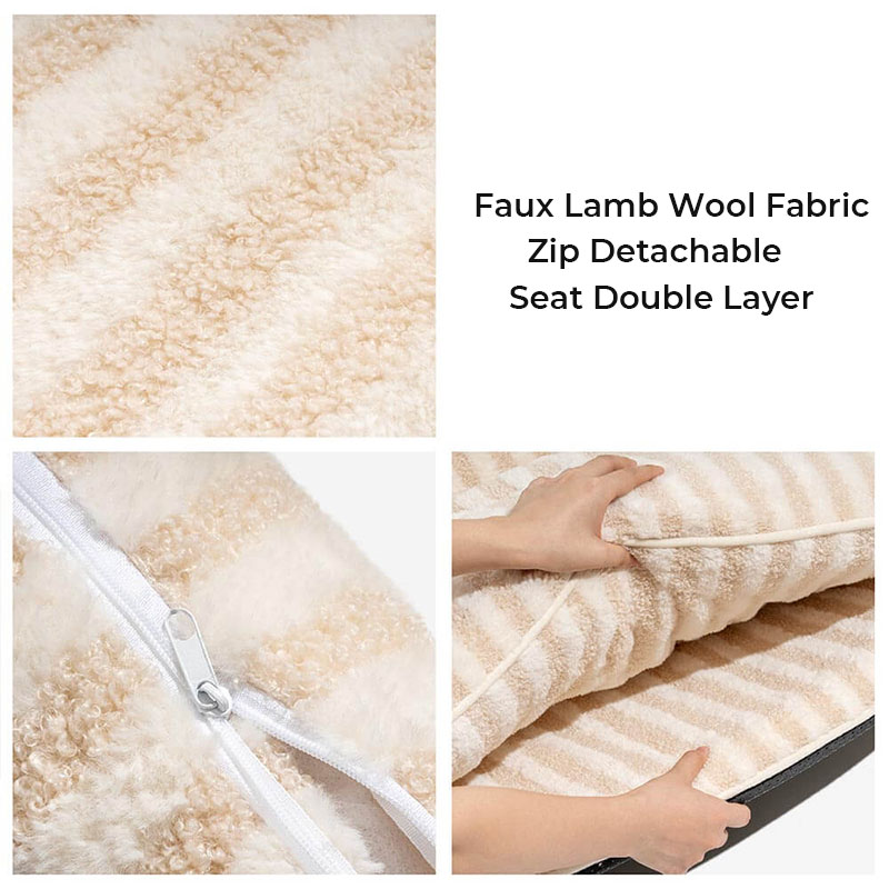Trendy Striped Faux Lambswool Double Layer Dog & Cat Sofa Bed
