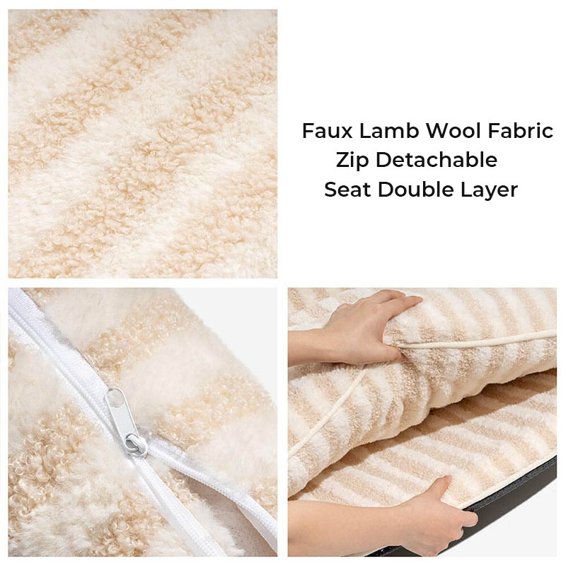 Trendy Striped Faux Lambswool Double Layer Dog & Cat Sofa Bed