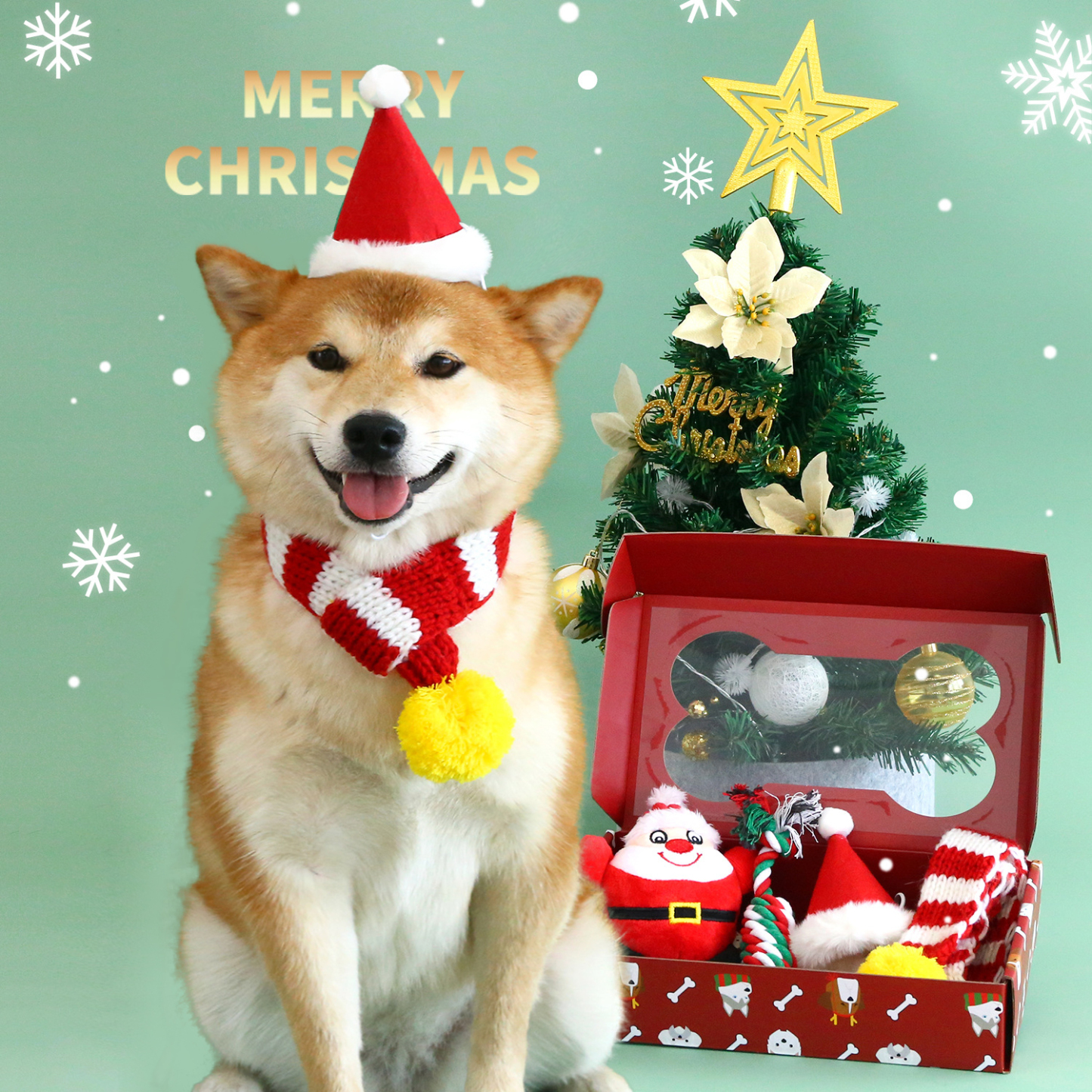 Christmas Fun Doggie Play Set with Hat, Scarf & Toy-FunnyFuzzyUK