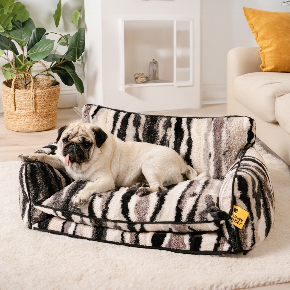 Trendy Striped Faux Lambswool Double Layer Dog & Cat Sofa Bed-FunnyFuzzy