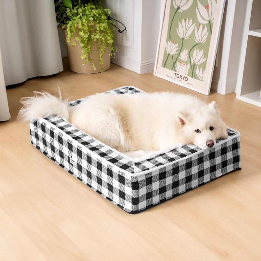 Festive Classic Tartan Cosy Anti-Anxiety Calming Dog Bed