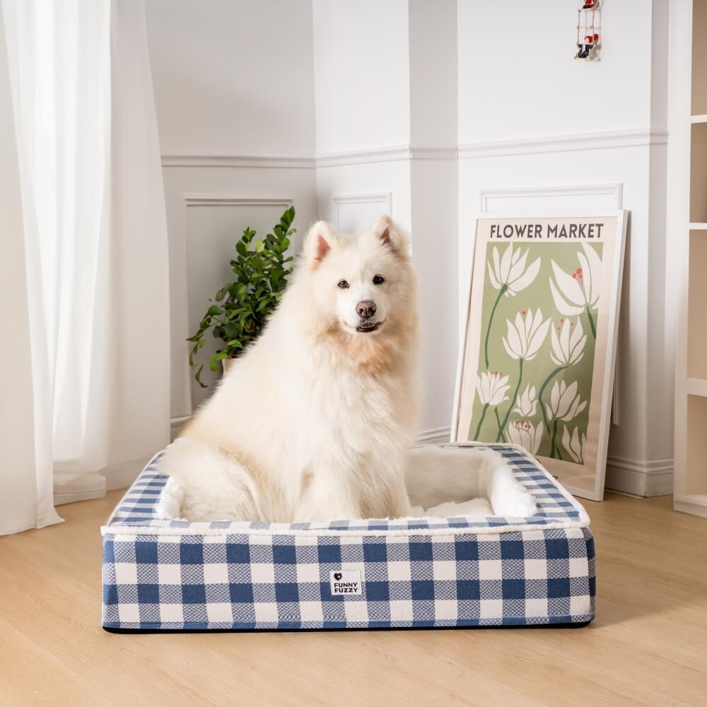 Festive Classic Tartan Cosy Anti-Anxiety Calming Dog Bed