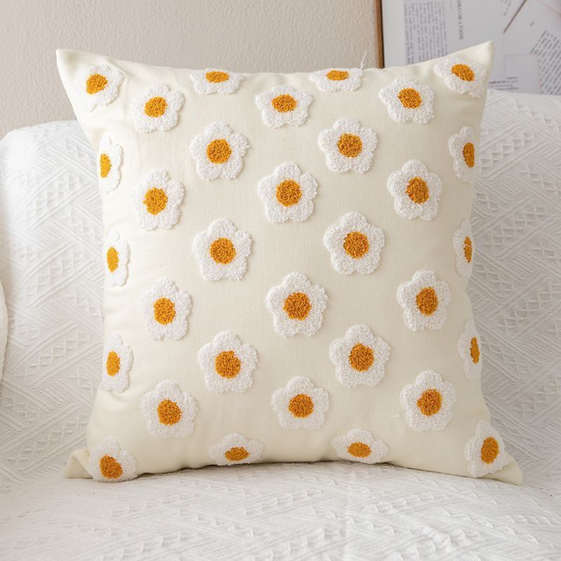 Embroidered Daisy Pillow Sofa Cushion-FunnyFuzzyUK