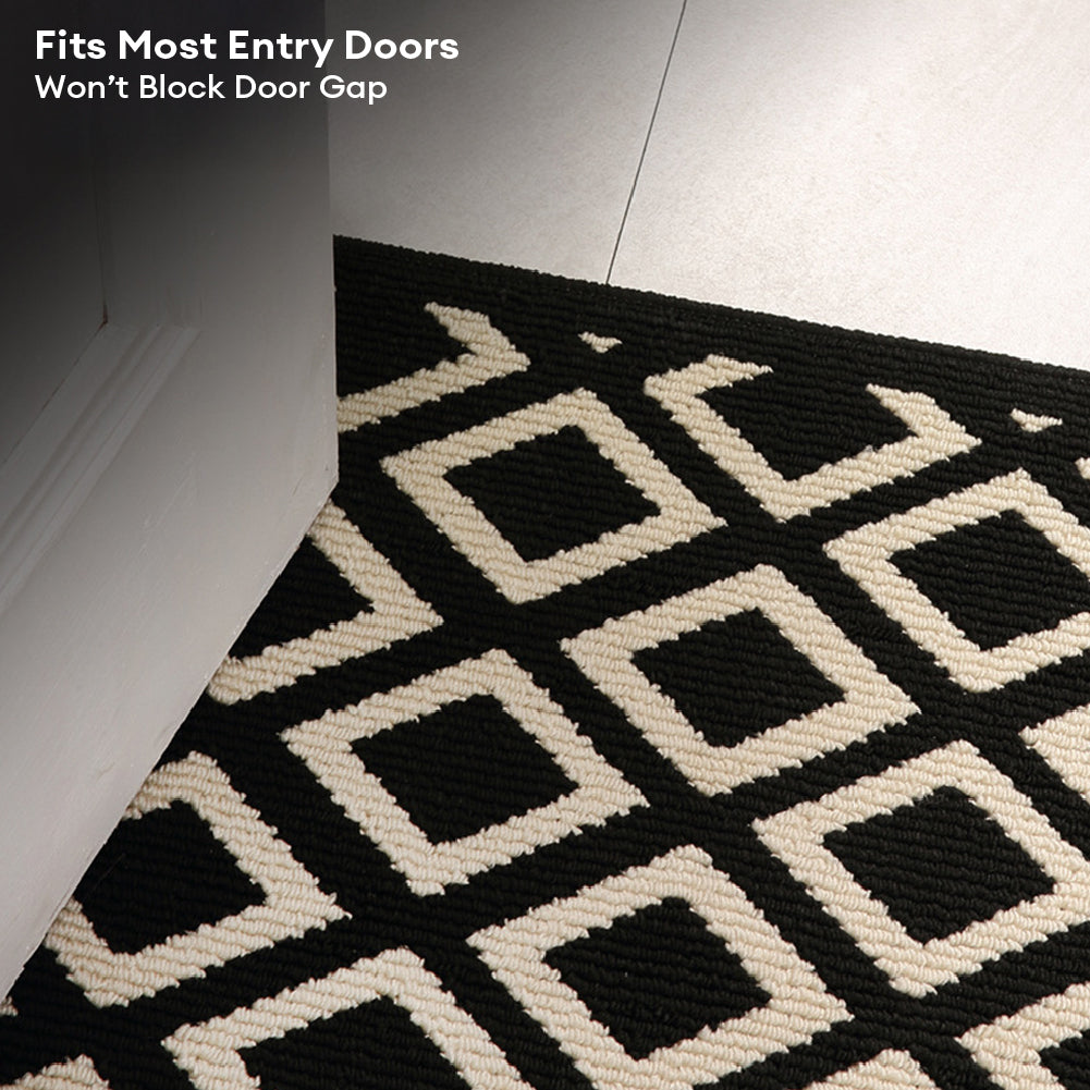 Modern Chequered Anti-Stain Non-Slip Front Door Mat for Muddy Dog Paws