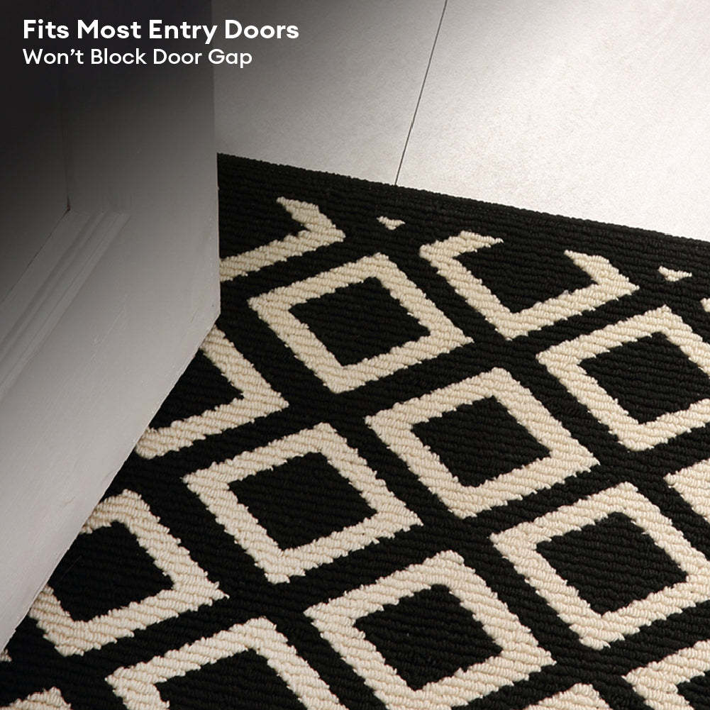 Modern Chequered Anti-Stain Non-Slip Front Door Mat for Muddy Dog Paws