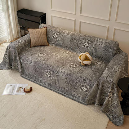 Moroccan Pattern Reversible Chenille Cat-Scratch Resistant Throw Sofa Cover