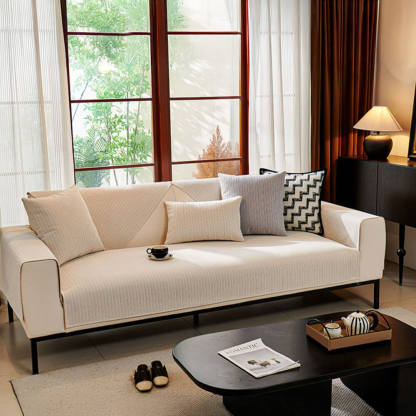 Minimalist Waterproof Wheat Stripe Design Chenille Sofa Cover