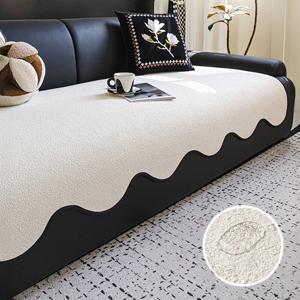 Waterproof Teddy Fleece Non-Slip Straight Sofa Cover