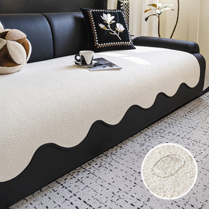 Waterproof Teddy Fleece Non-Slip Straight Sofa Cover