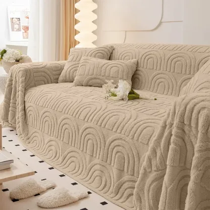 Plush Arch Pattern Modern Dual-Use Throw Blanket Sofa Cover