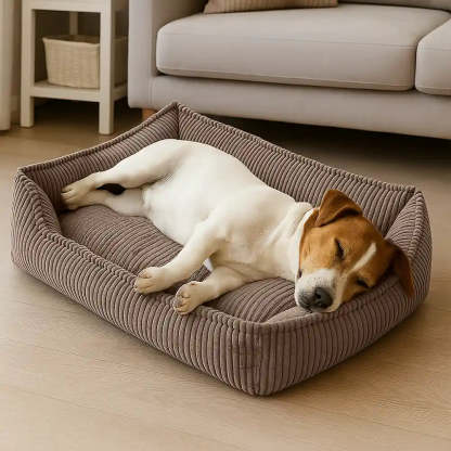 All-Season Cosy Durable Corduroy Dog Sofa Bed for Small & Medium Dogs
