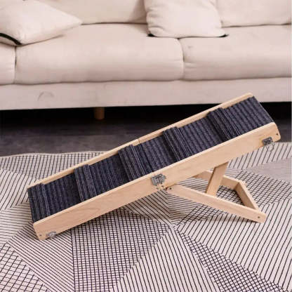 Wooden Dog Ramp 4 Levels Height Adjustable Foldable Dog Steps