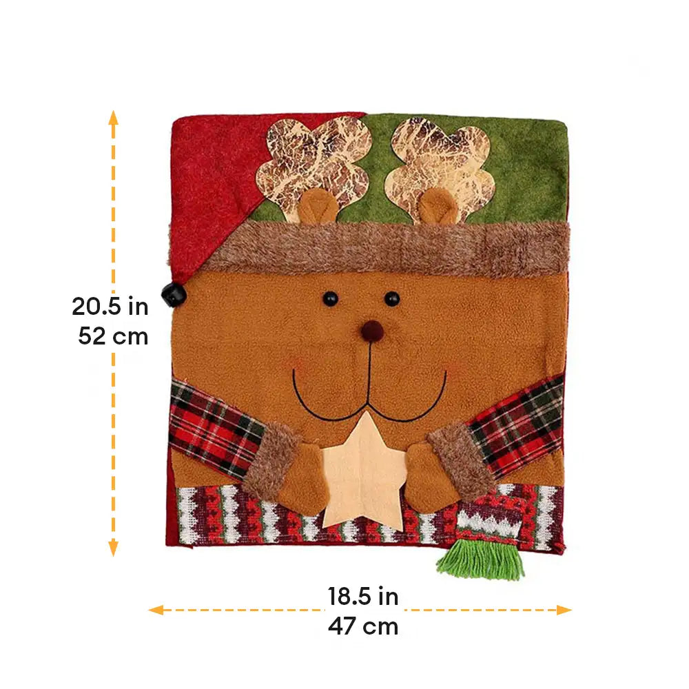 Playful Christmas Decoration Elk Snowman Chair Back Cover