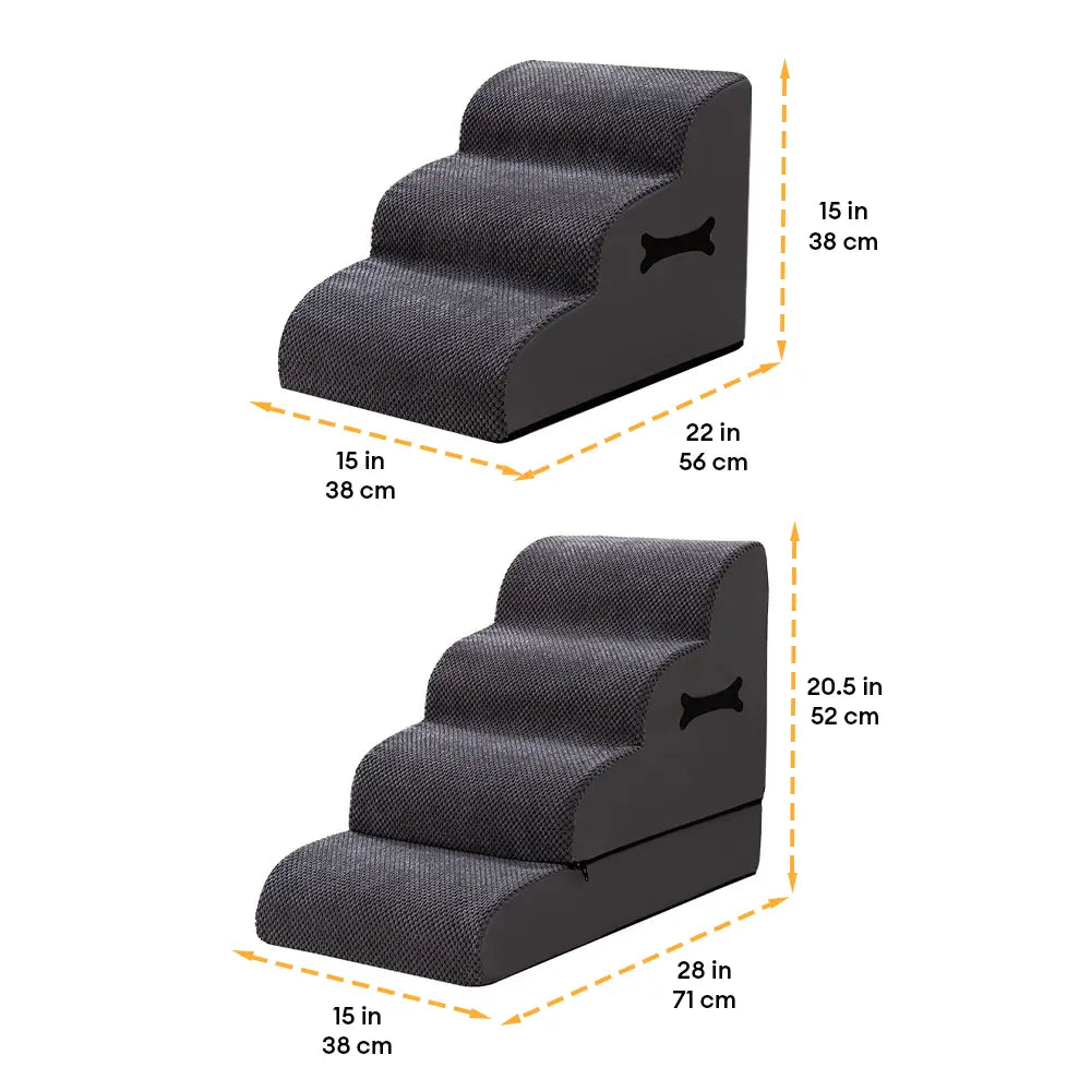 Adjustable Non-Slip Washable Soft Dog Steps with Gentle Ramp